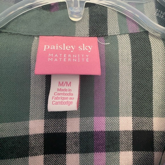 Paisley sky maternity top, green check pattern size medium - Picture 2 of 5